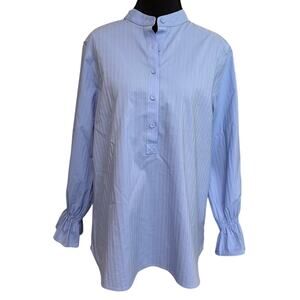 Chico’s Women's Sz 1 US 8 M No Iron Chic Stretch 1/4 Button Down Tunic Top Smock